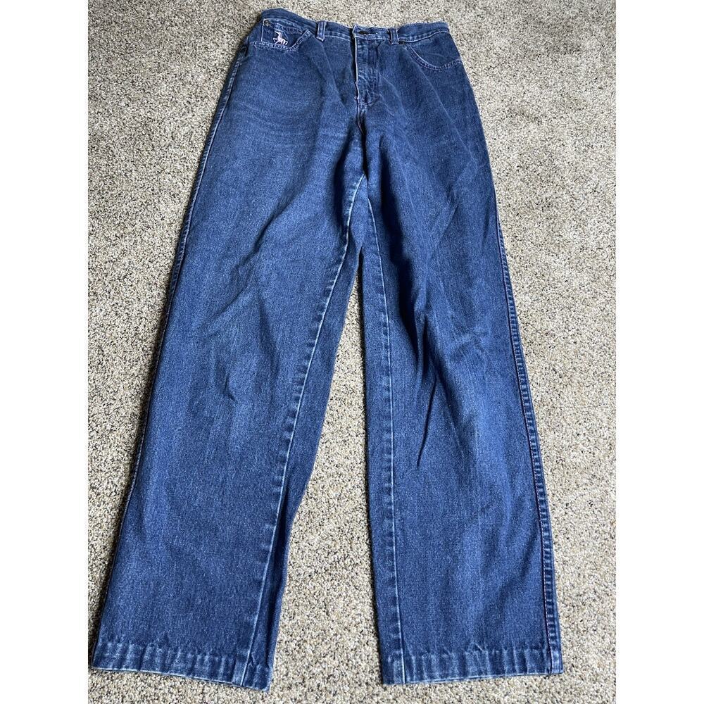 Vintage 70s Denim High Waist Jeans Purple Stitching BFD Juniors Size 13 Cowgirl